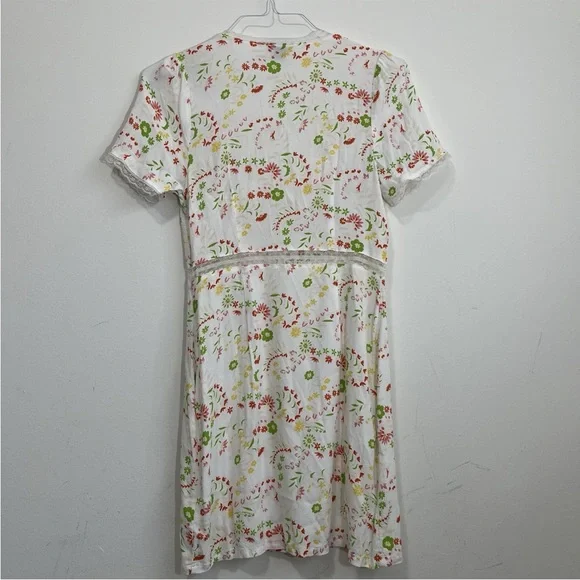 Y2K Style Nasty Gal Mini Dress Size 6 Lace Trim Floral V Neck Lightweight - Picture 9 of 15